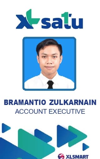 Kartu nama Bramantio Zulkarnain — Sales Resmi XL SATU Bandung