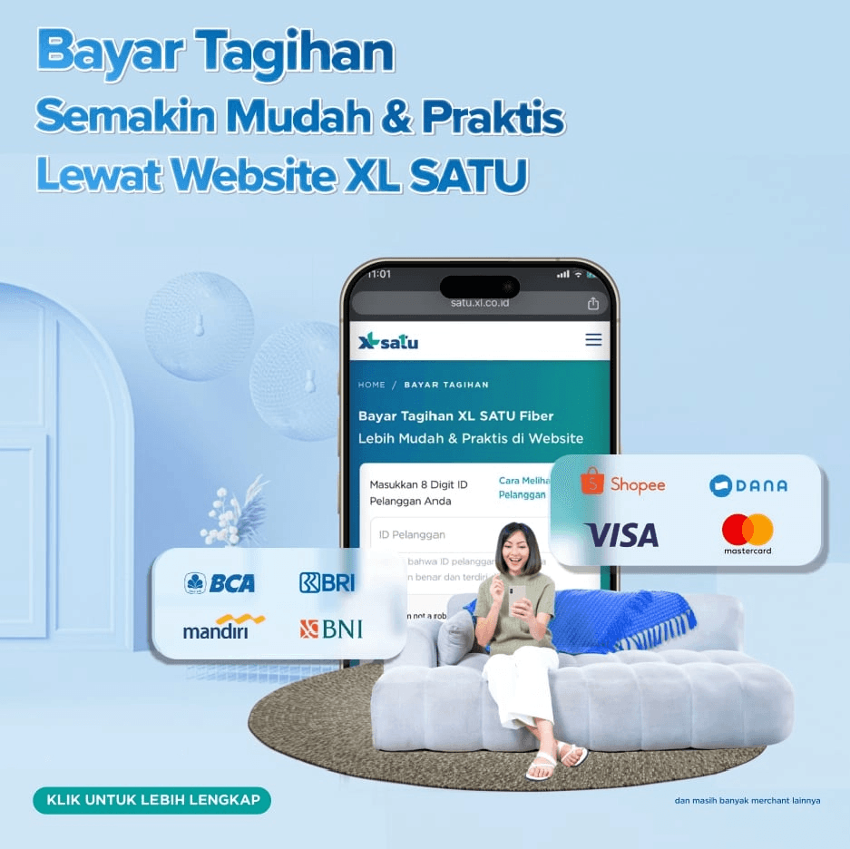 Banner pembayaran tagihan XL SATU melalui website